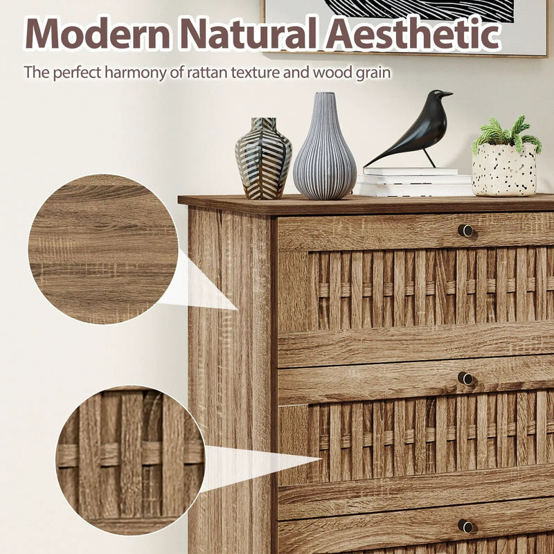 4-Drawer Dresser with Interlocking Mechanism and Metal Legs for Bedroom-Oak by DirectDeals