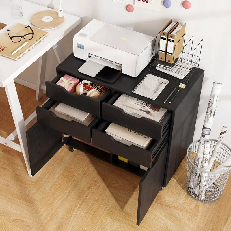 4 Drawer File Cabinet with Wheels for Home Office Organization by DirectDeals