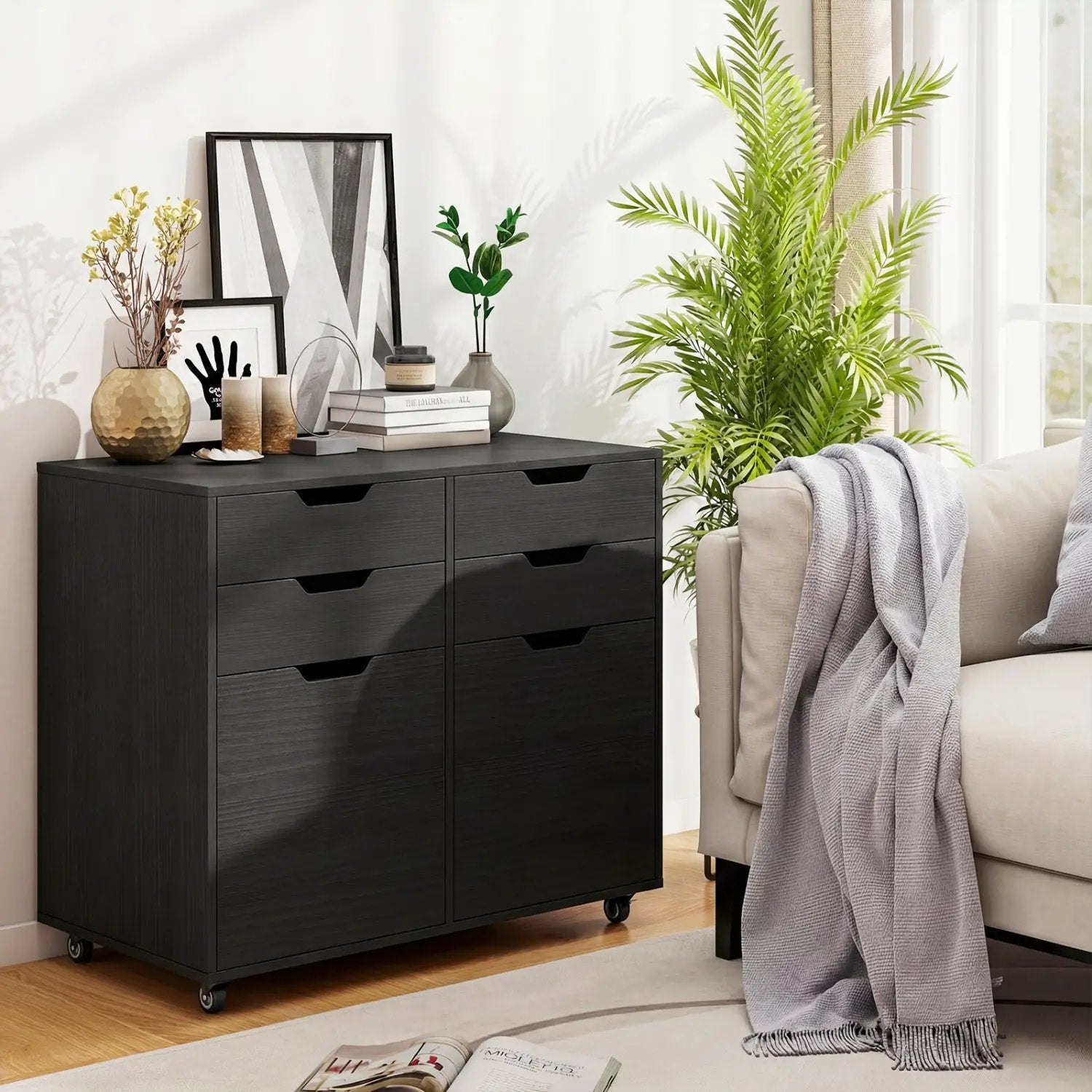 4 Drawer File Cabinet with Wheels for Home Office Organization by DirectDeals
