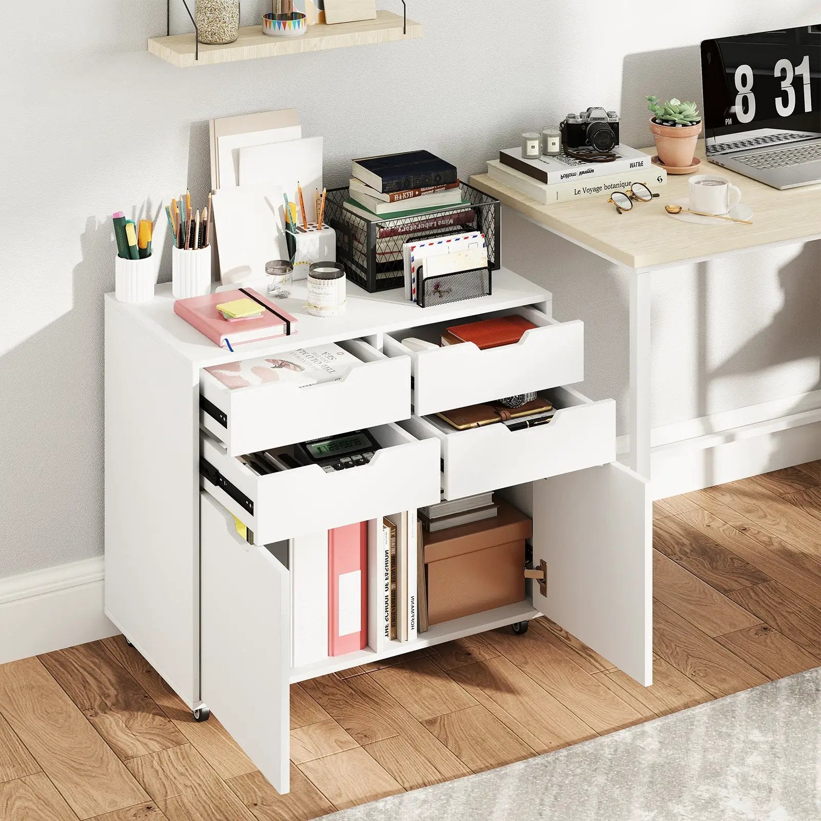 4 Drawer File Cabinet with Wheels for Home Office Organization by DirectDeals