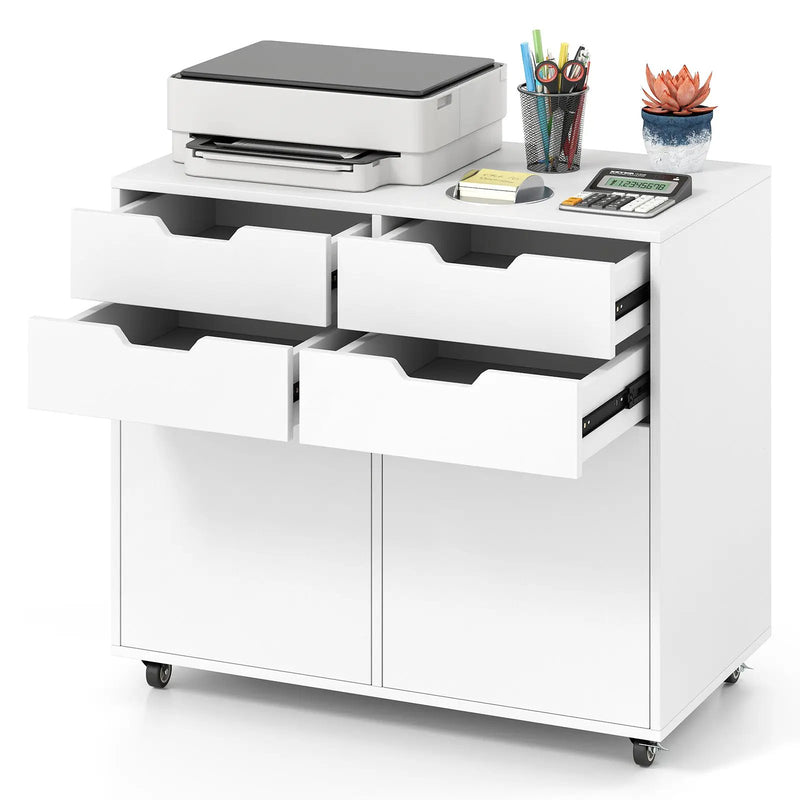 4 Drawer File Cabinet with Wheels for Home Office Organization by DirectDeals
