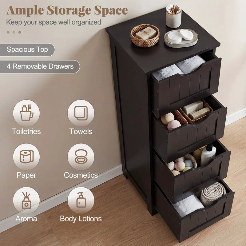 4-Drawer Freestanding Floor Cabinet with Anti-Toppling Device by DirectDeals