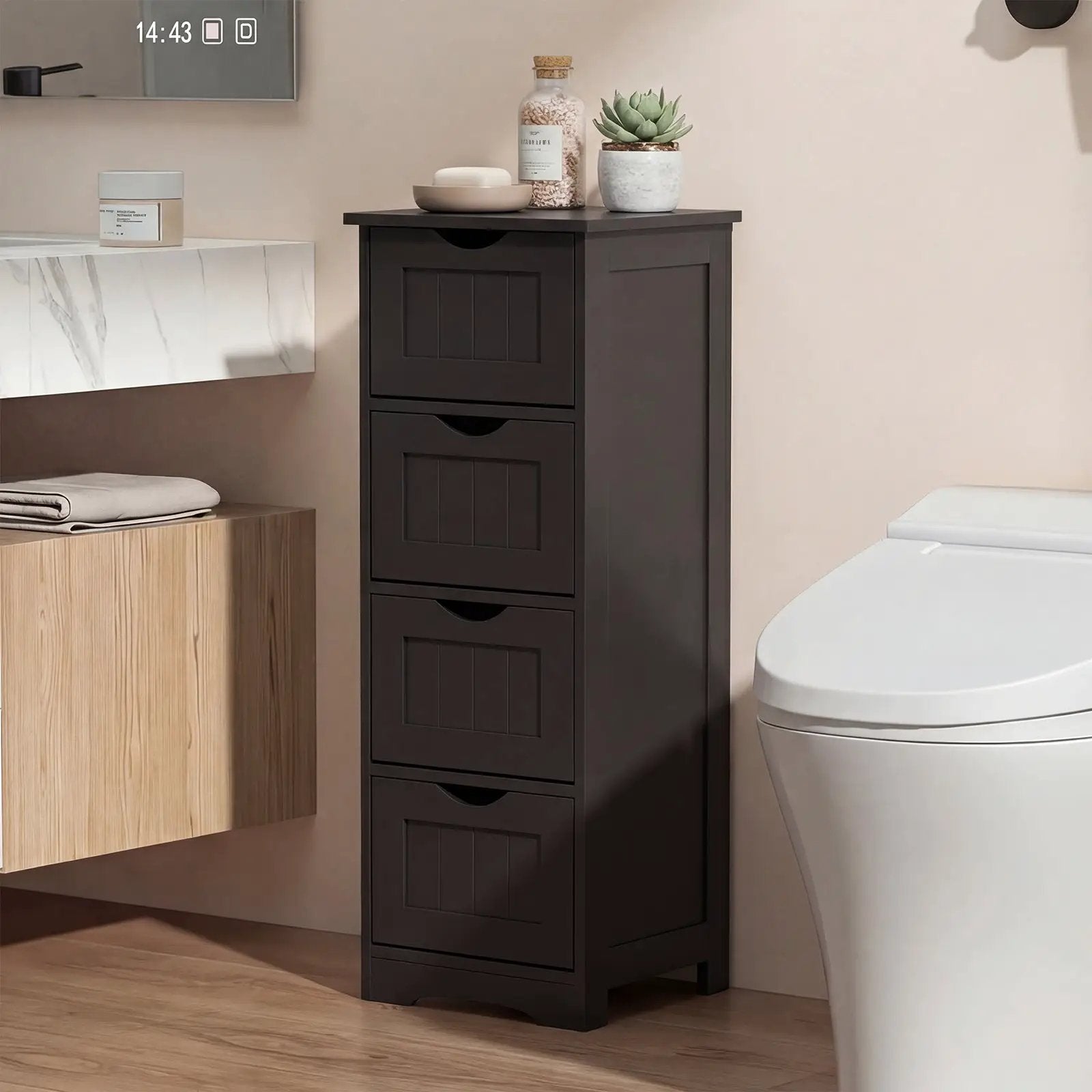 4-Drawer Freestanding Floor Cabinet with Anti-Toppling Device by DirectDeals