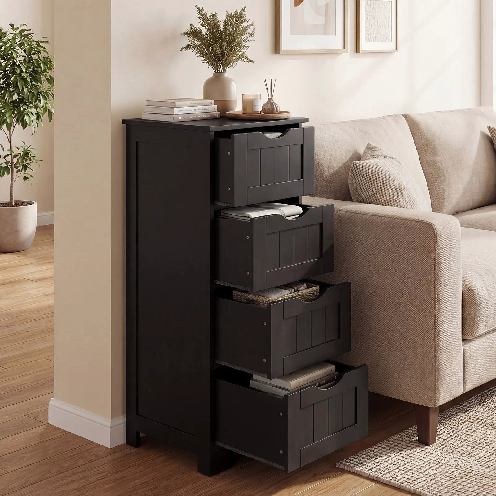 4-Drawer Freestanding Floor Cabinet with Anti-Toppling Device by DirectDeals