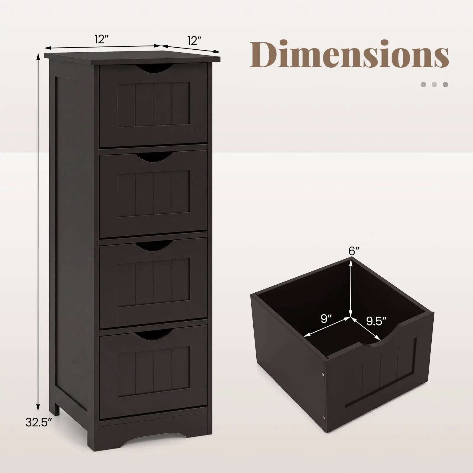 4-Drawer Freestanding Floor Cabinet with Anti-Toppling Device by DirectDeals