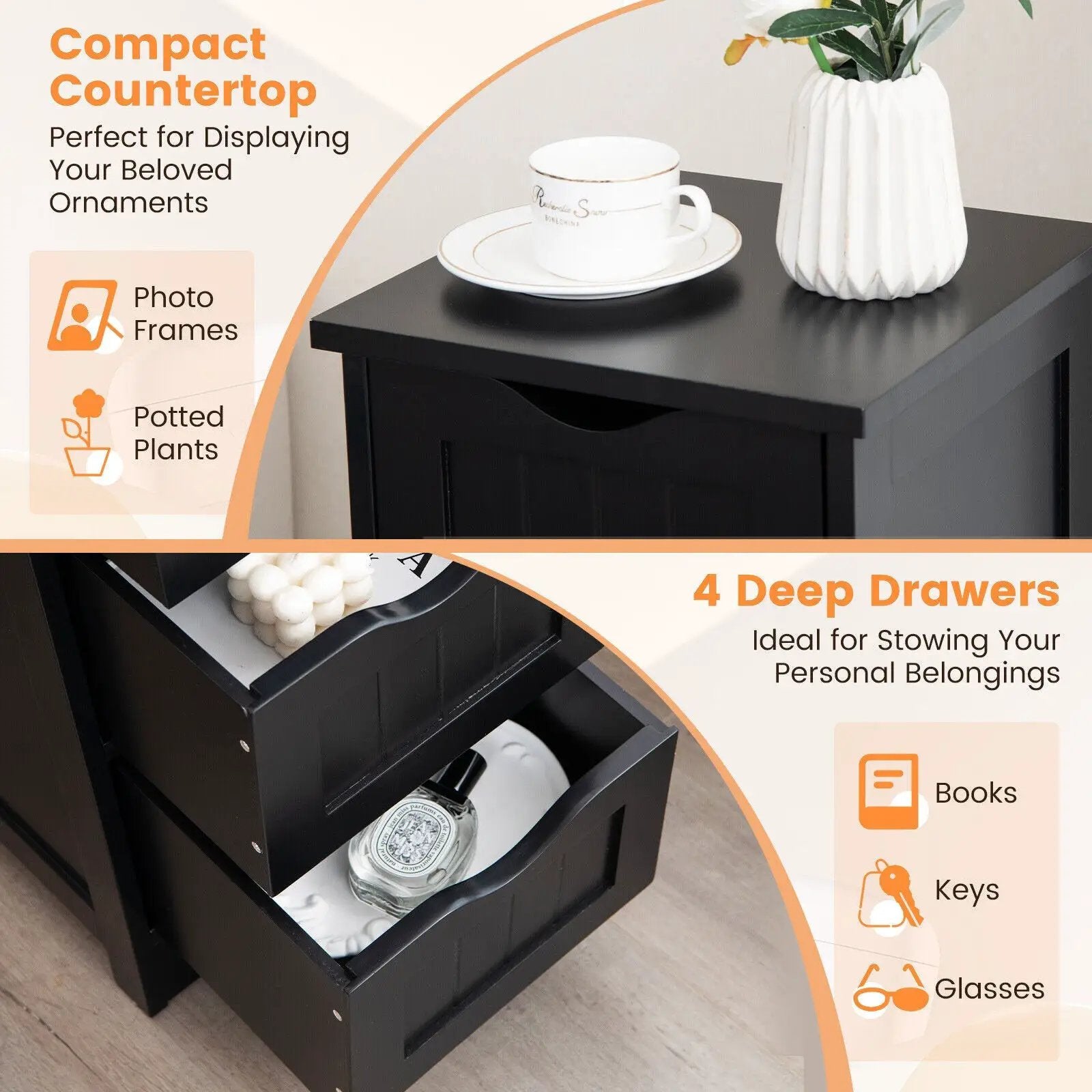 4-Drawer Freestanding Floor Cabinet with Anti-Toppling Device by DirectDeals