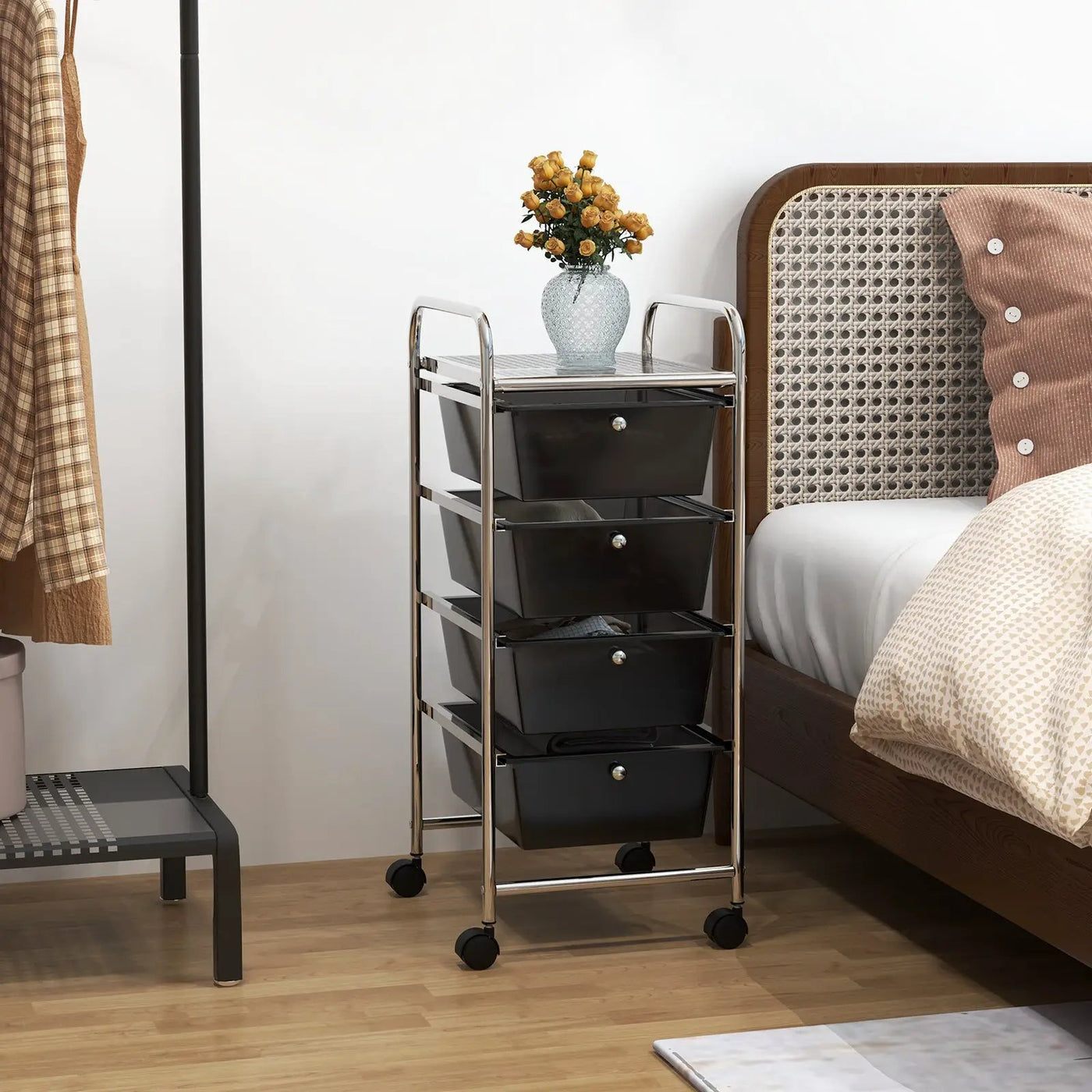 4-Drawer Cart Storage Bin Organizer Rolling with Plastic Drawers by DirectDeals