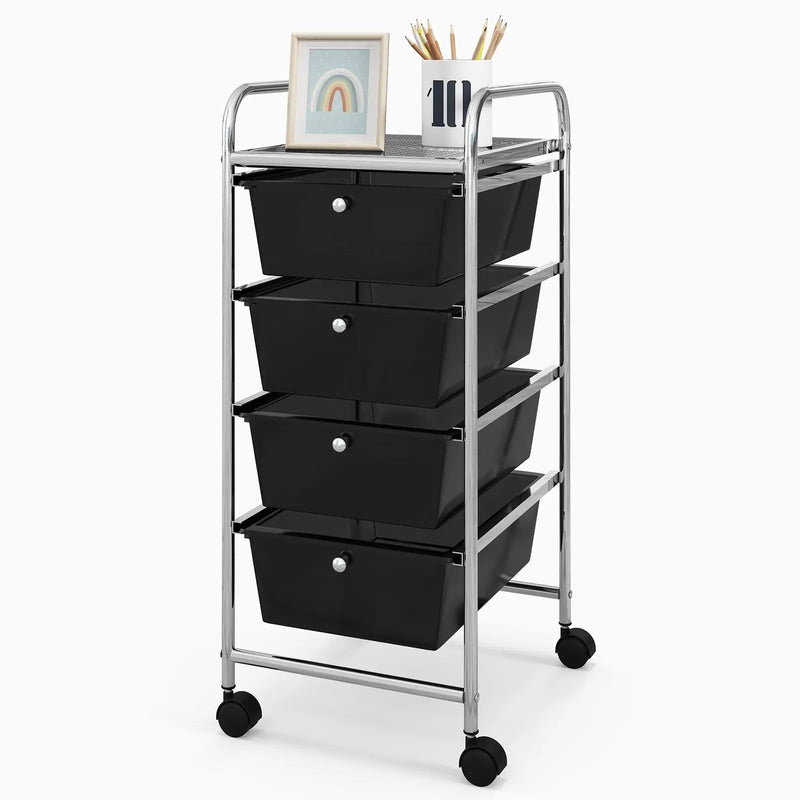 4-Drawer Cart Storage Bin Organizer Rolling with Plastic Drawers by DirectDeals