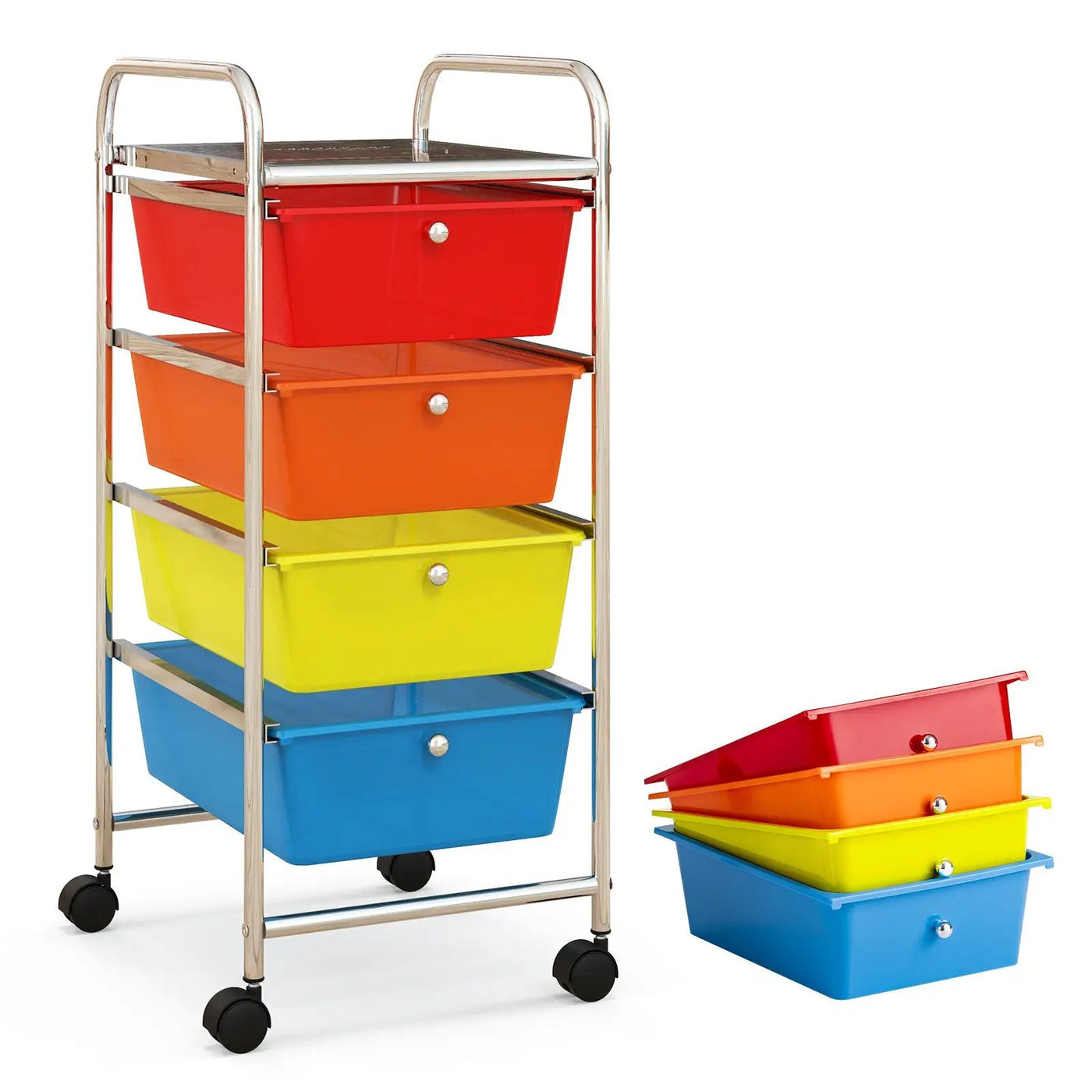 4-Drawer Cart Storage Bin Organizer Rolling with Plastic Drawers by DirectDeals