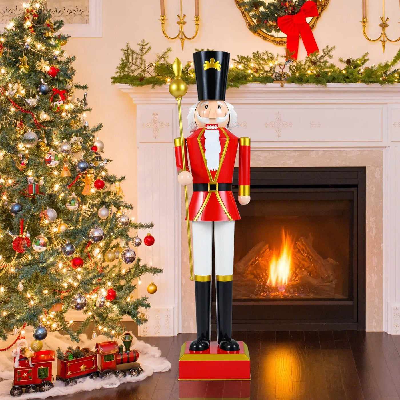 4 FT Christmas Nutcracker with High Hat & Beautiful Scepter by DirectDeals