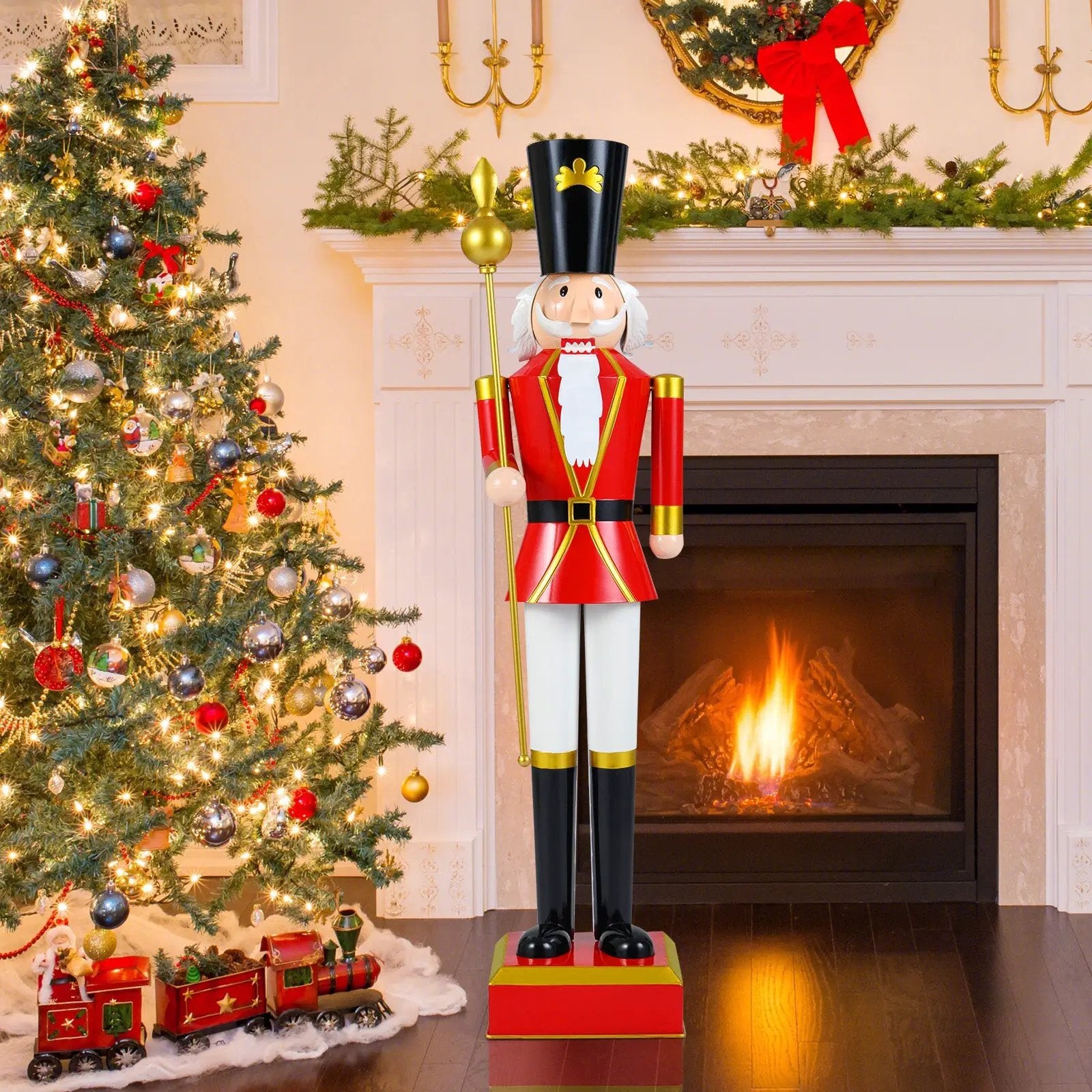4 FT Christmas Nutcracker with High Hat & Beautiful Scepter by DirectDeals