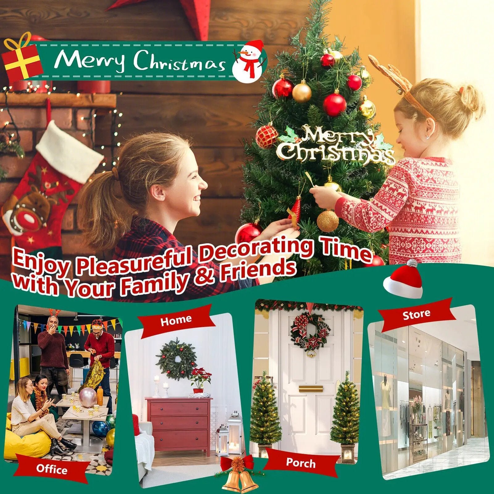 4 Feet Pre-Lit Potted Christmas Tree by DirectDeals