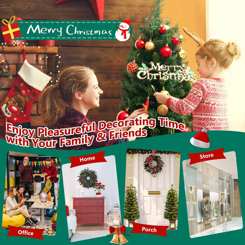 4 Feet Pre-Lit Potted Christmas Tree by DirectDeals