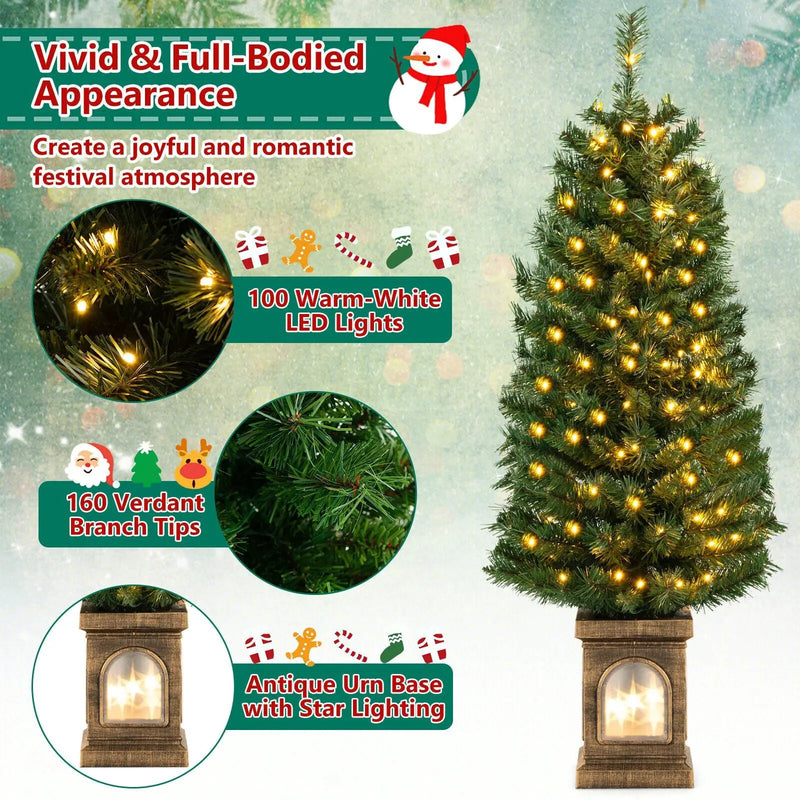 4 Feet Pre-Lit Potted Christmas Tree by DirectDeals