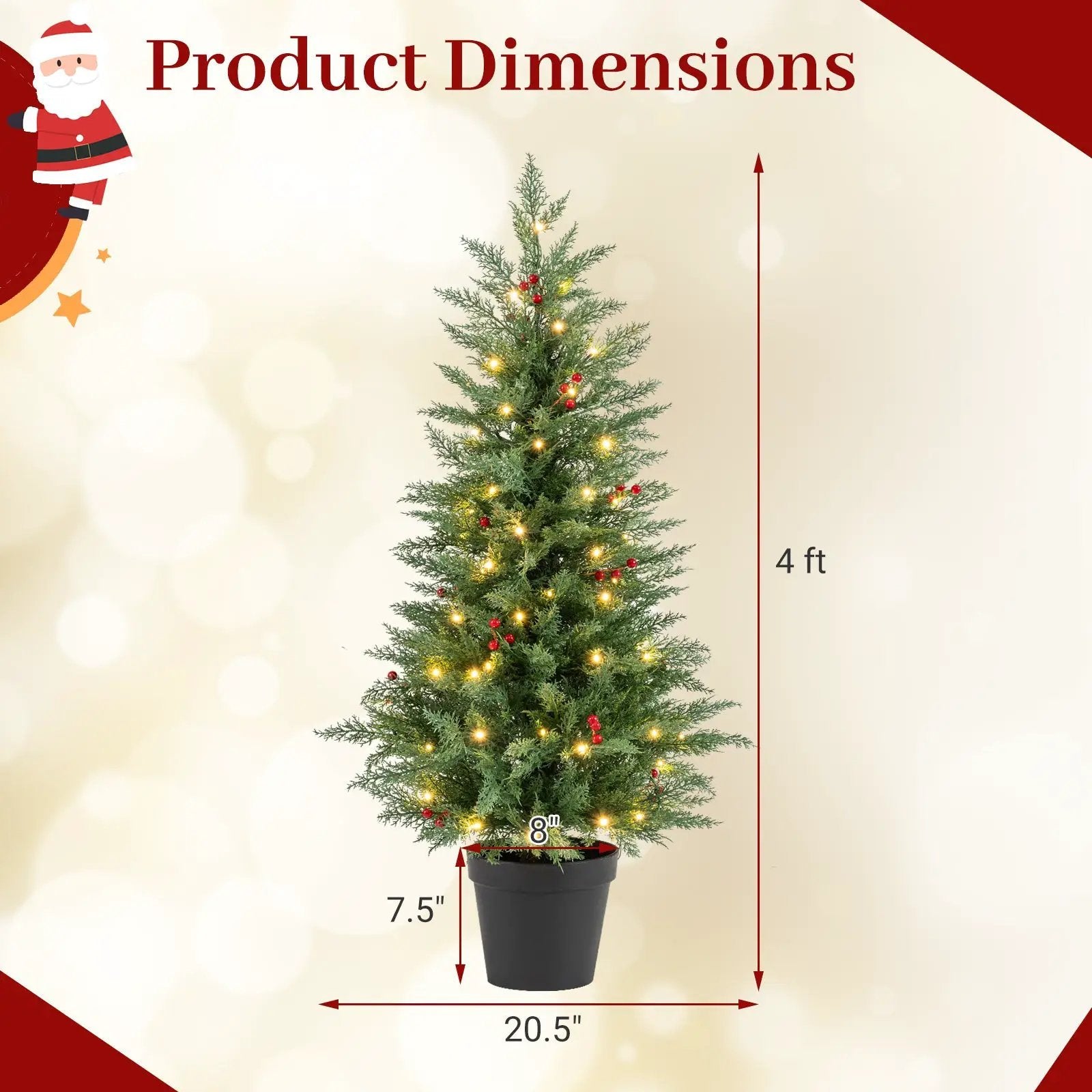 4 FT Pre-lit Christmas Trees with 70 Warm White LED Lights and 173 Branch Tips 2 Pack by DirectDeals