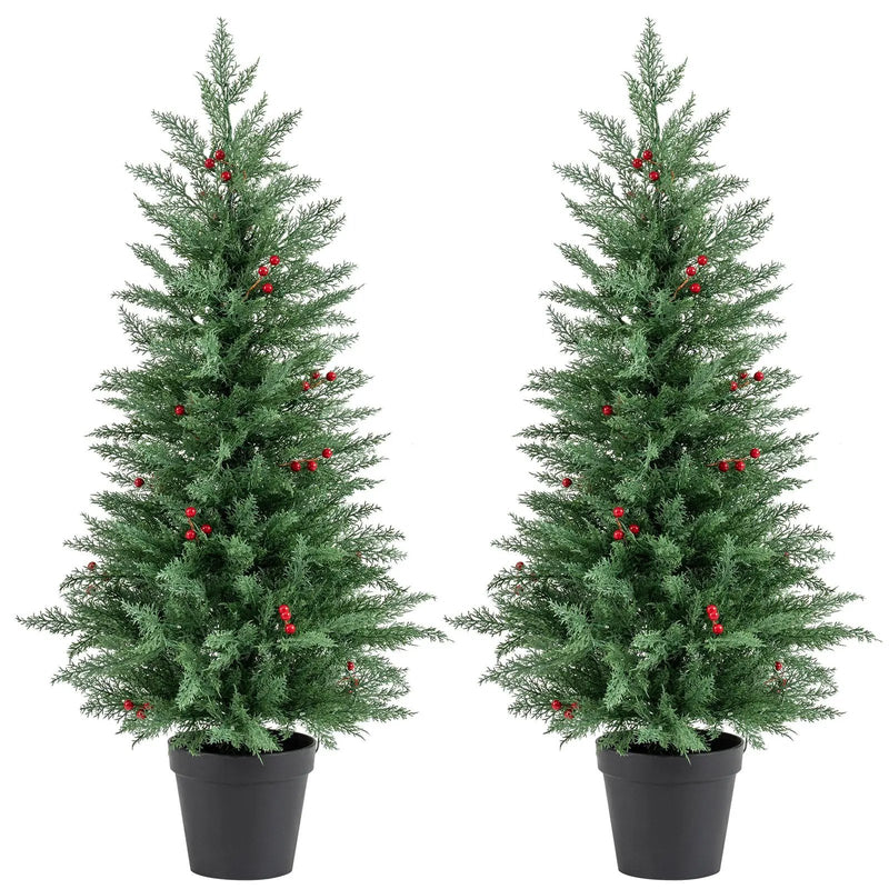 4 FT Pre-lit Christmas Trees with 70 Warm White LED Lights and 173 Branch Tips 2 Pack by DirectDeals