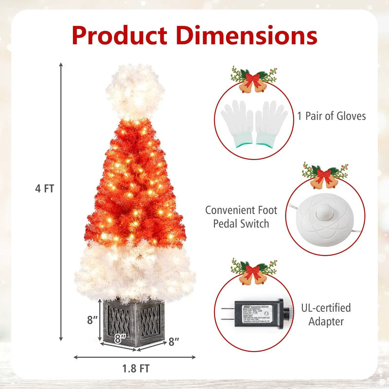 4 Feet Artificial Christmas Tree with 300 Branch Tips and 100 Warm White LED Lights by DirectDeals
