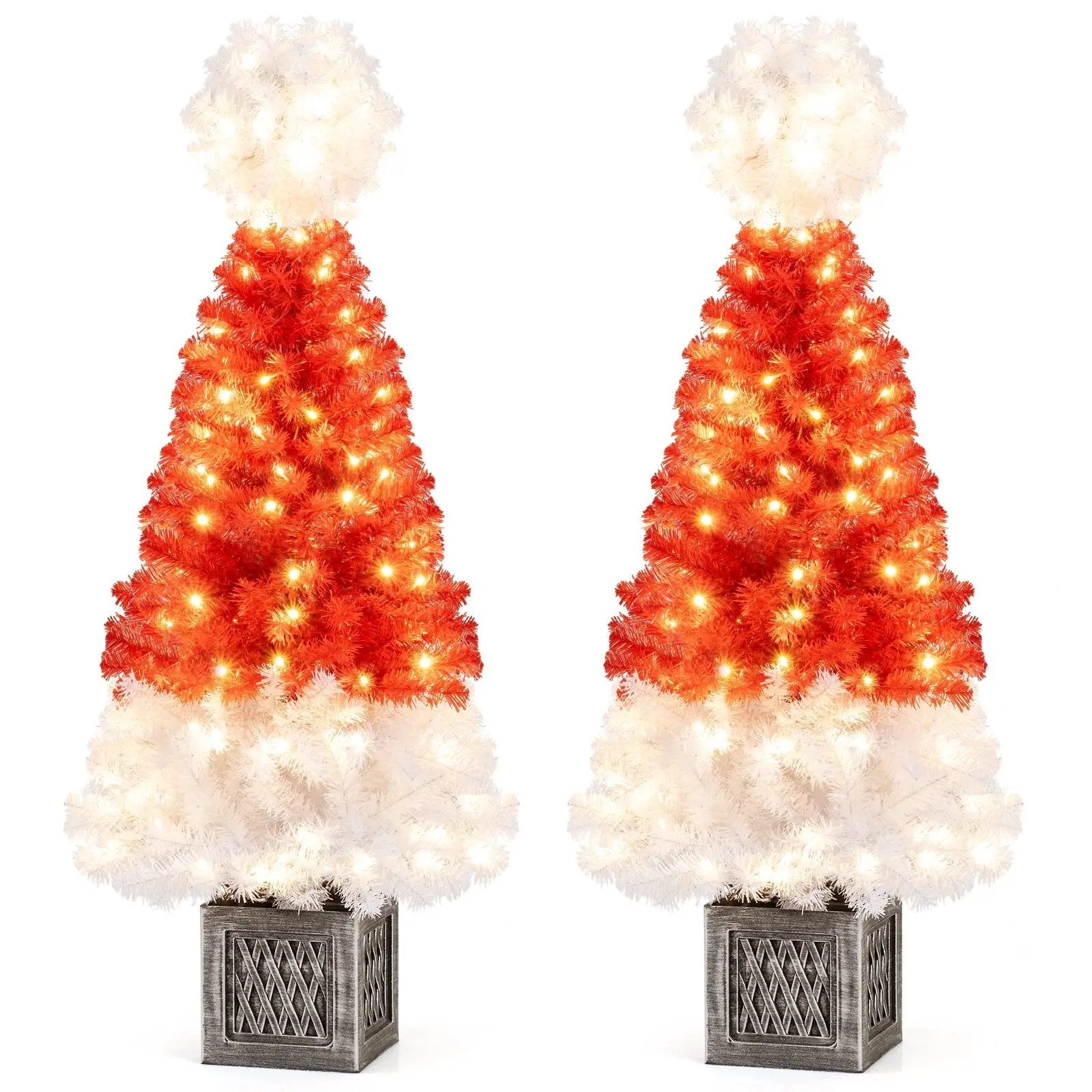 4 Feet Artificial Christmas Tree with 300 Branch Tips and 100 Warm White LED Lights by DirectDeals