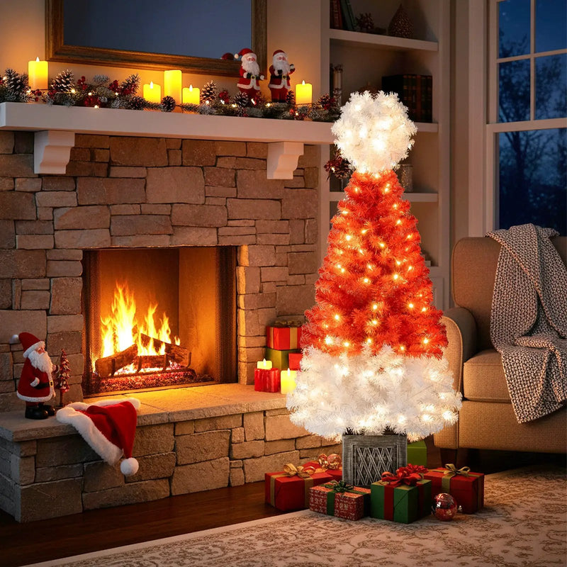 4 Feet Artificial Christmas Tree with 300 Branch Tips and 100 Warm White LED Lights by DirectDeals
