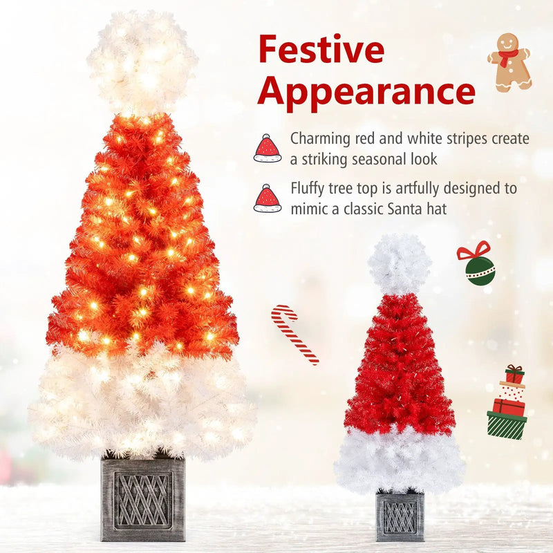 4 Feet Artificial Christmas Tree with 300 Branch Tips and 100 Warm White LED Lights by DirectDeals