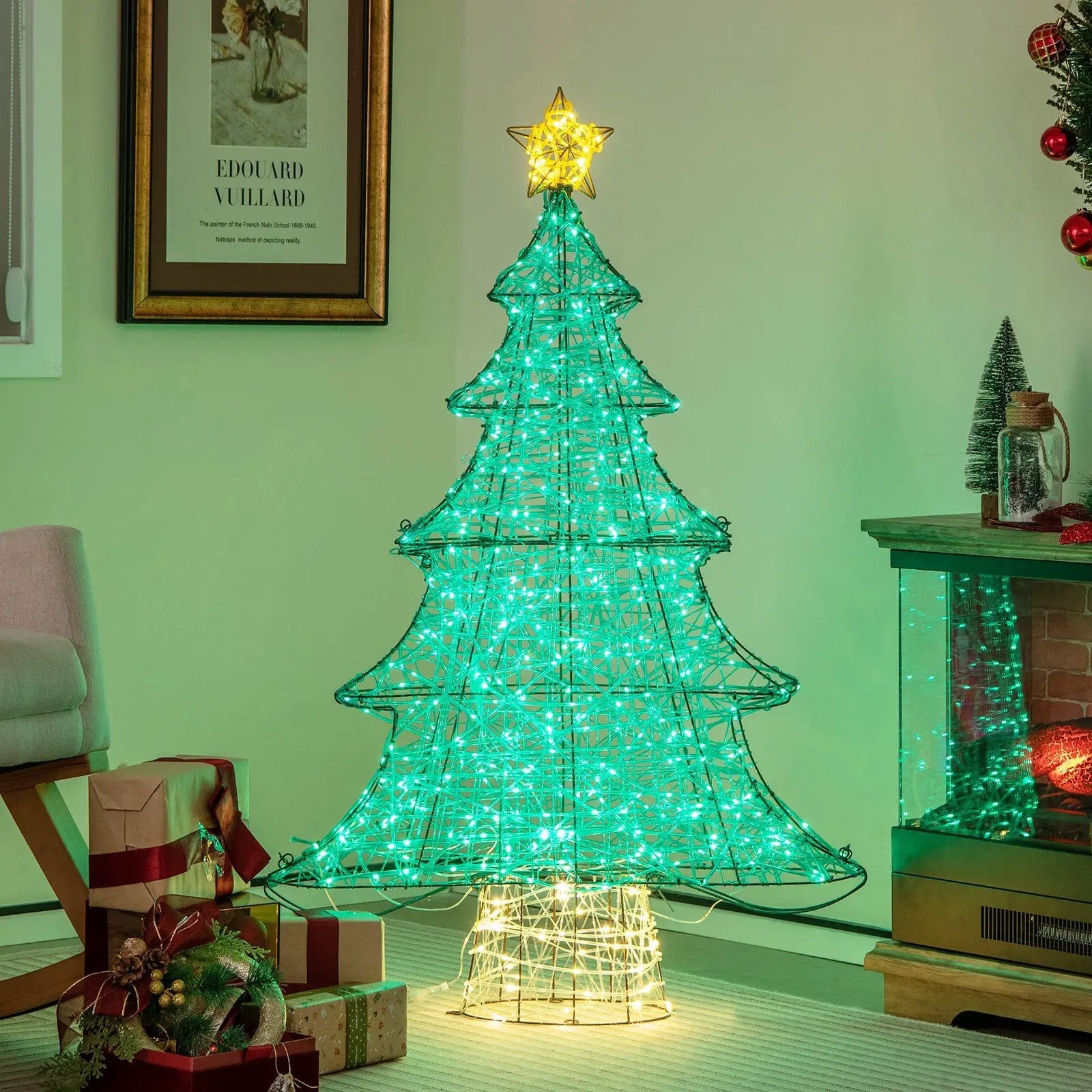 4 Feet Lighted Artificial Christmas Tree with 520 LED Lights and Top Star by DirectDeals