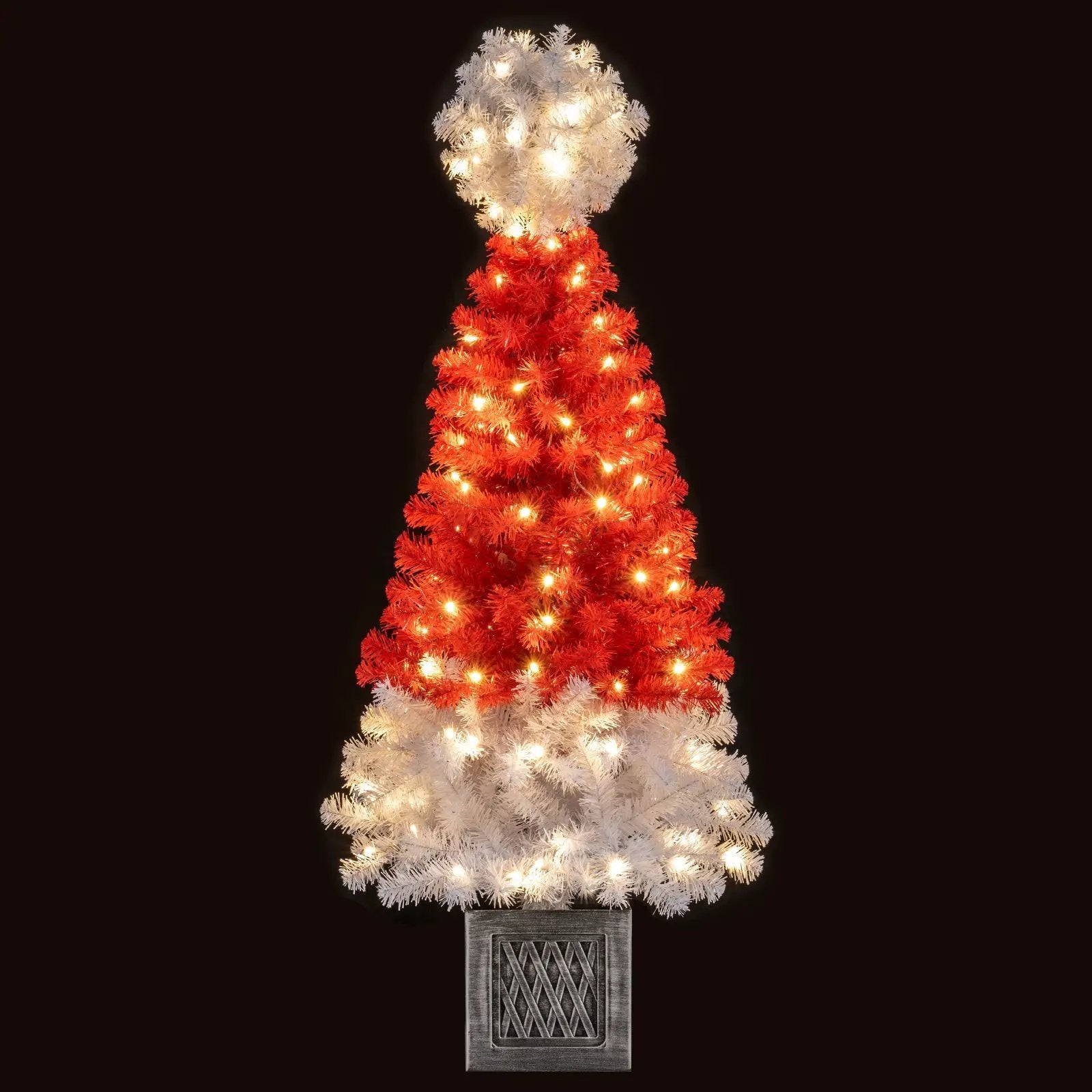 4 Ft Artificial Christmas Tree Santa Hat Xmas Tree with 300 Branch Tips Red by DirectDeals