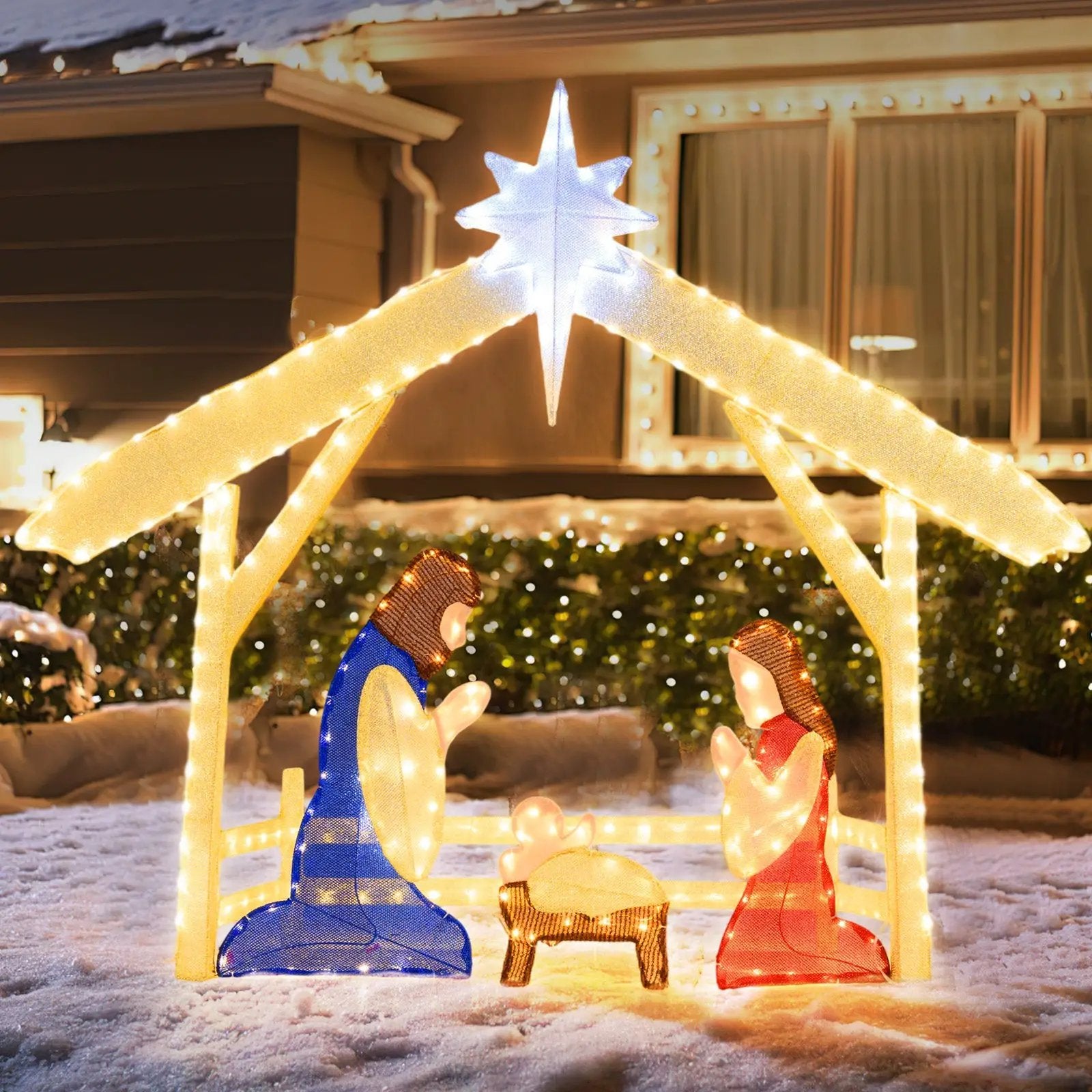 4 Ft Lighted Nativity Scene Pre-lit Christmas Holy Family Set by DirectDeals