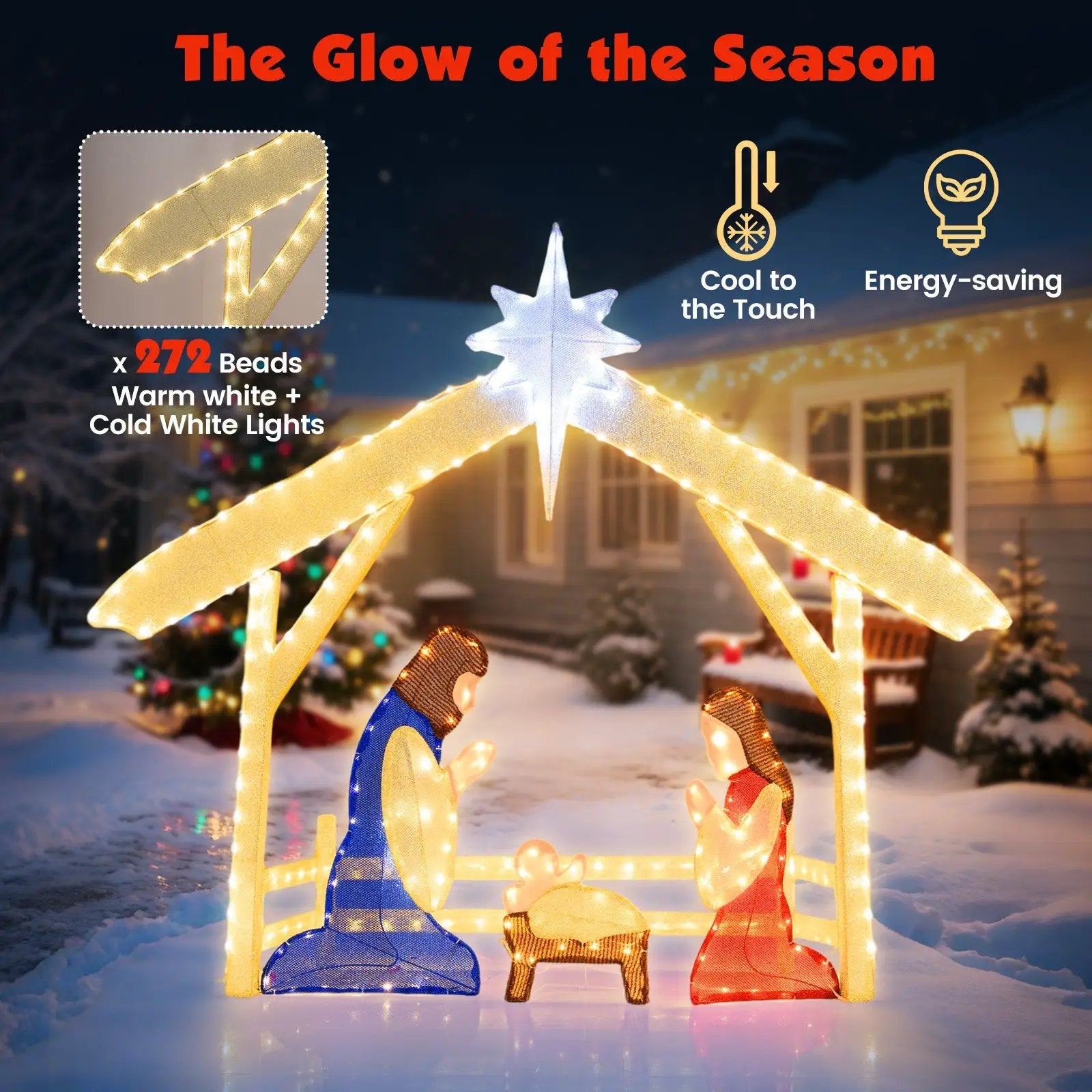 4 Ft Lighted Nativity Scene Pre-lit Christmas Holy Family Set by DirectDeals