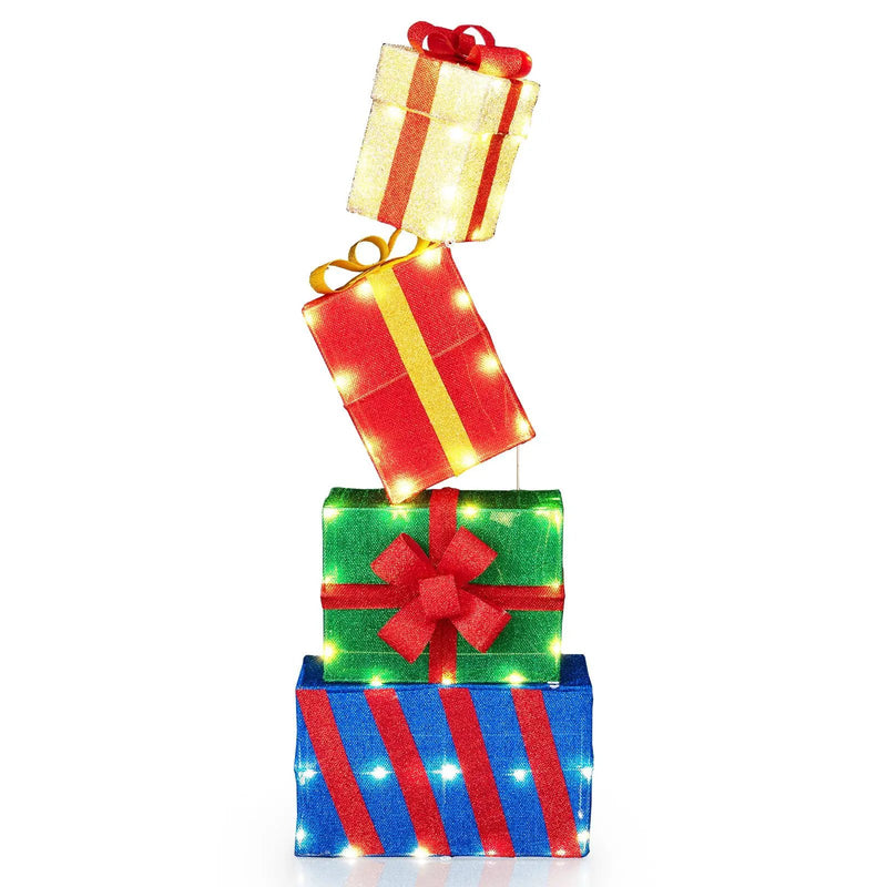 4 Ft Stackable Gift Boxes Set of 4 Stacked Christmas Present Boxes by DirectDeals