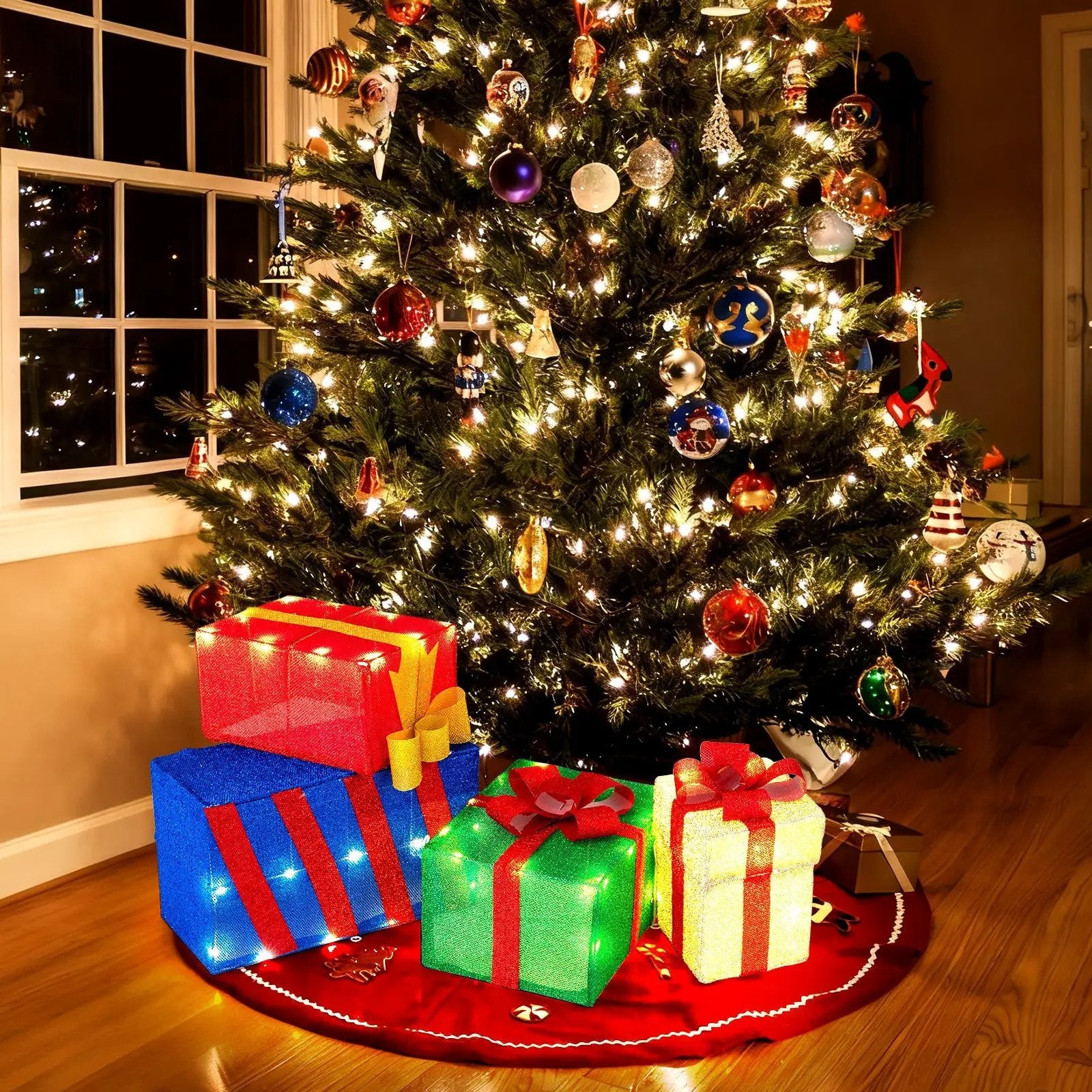 4 Ft Stackable Gift Boxes Set of 4 Stacked Christmas Present Boxes by DirectDeals
