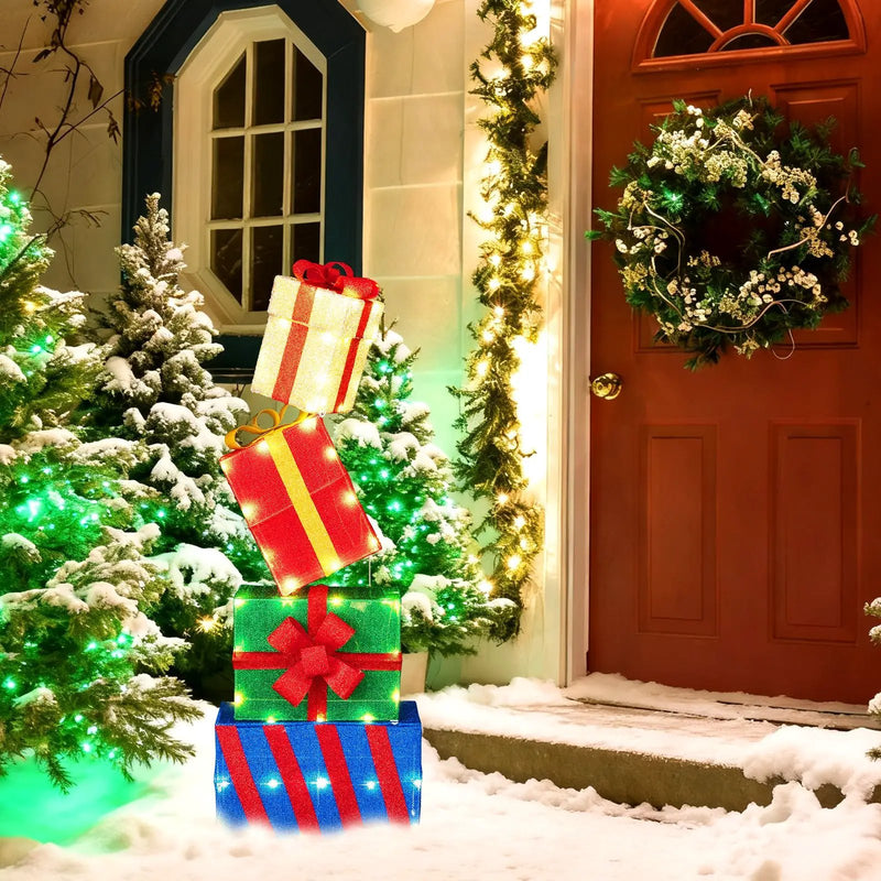 4 Ft Stackable Gift Boxes Set of 4 Stacked Christmas Present Boxes by DirectDeals