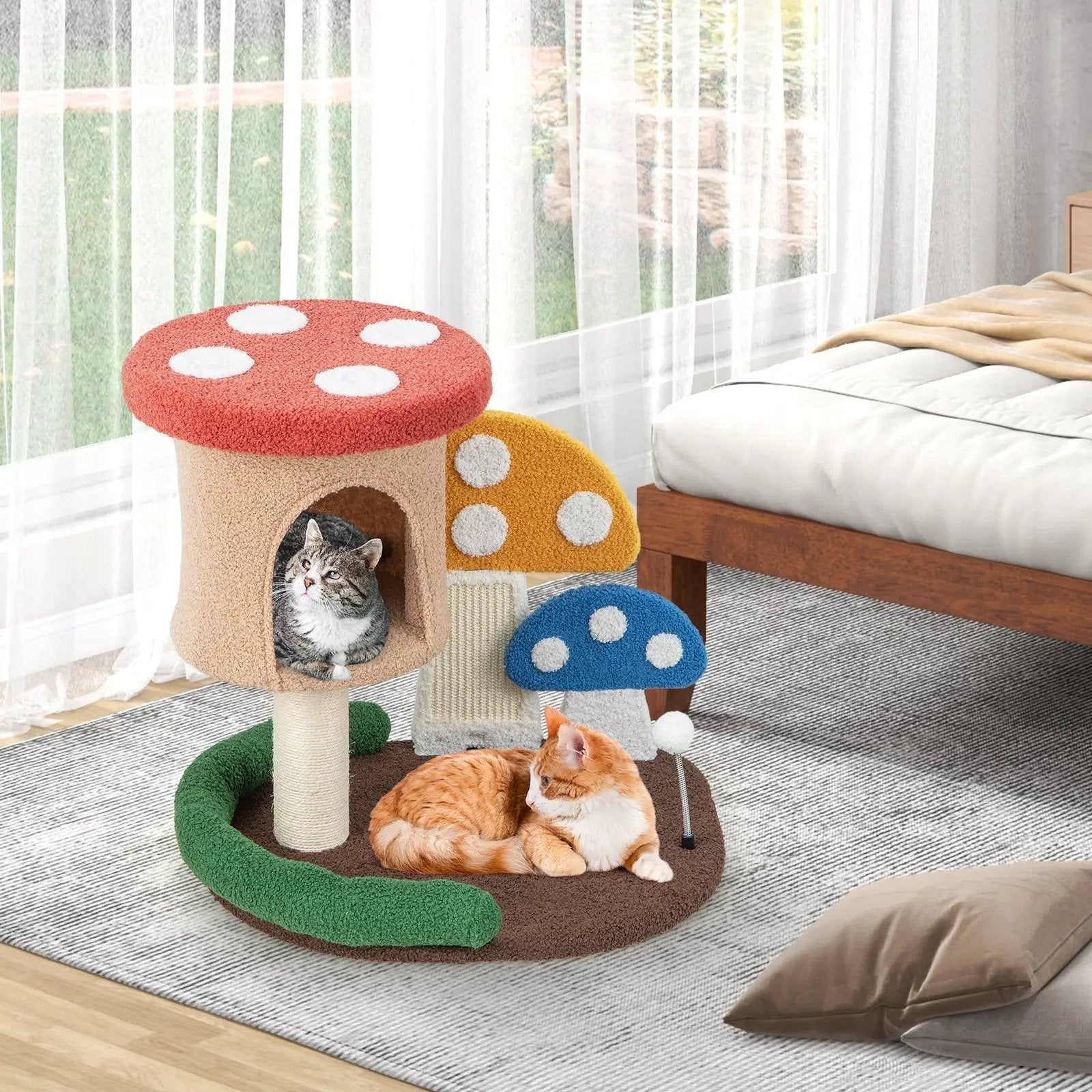 4-In-1 Cat Tree with Condo and Platform-Multicolor by DirectDeals
