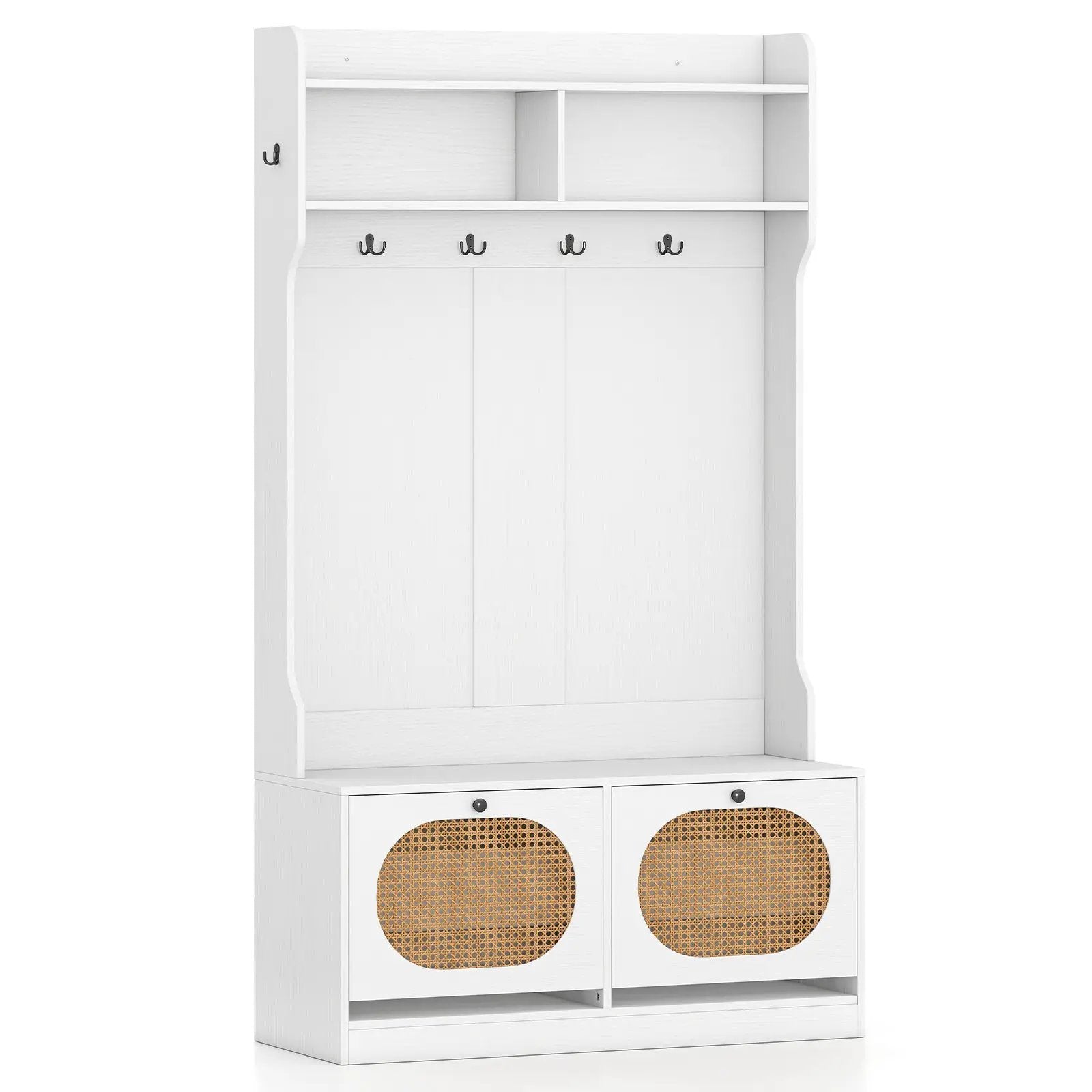4-In-1 Hall Tree with Coat Rack and Flip Drawers for Entryway Mudroom by DirectDeals