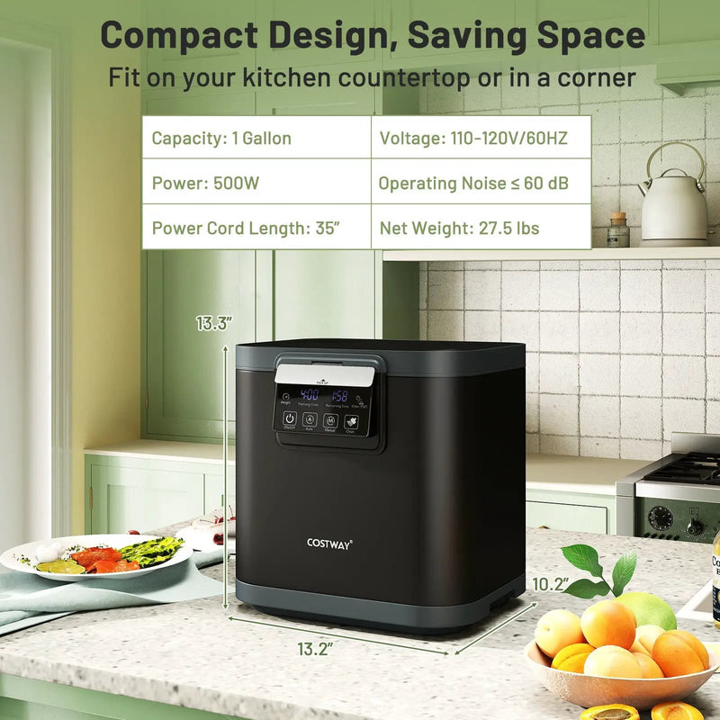 4 L Electric Composter with Lid and LED Display for Kitchen-Black by DirectDeals