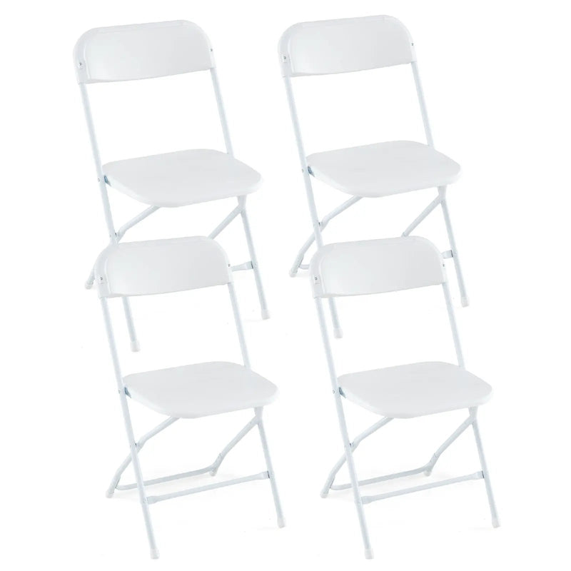 4 Pack Metal Folding Chairs with Plastic Seat and Back-White by DirectDeals