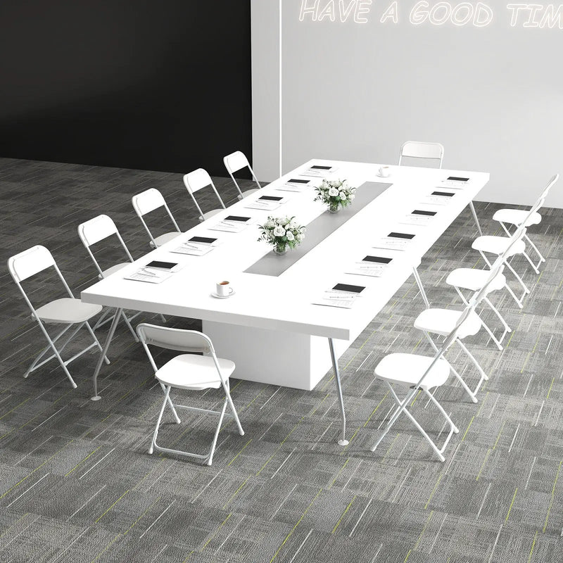4 Pack Metal Folding Chairs with Plastic Seat and Back-White by DirectDeals