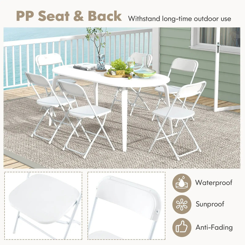 4 Pack Metal Folding Chairs with Plastic Seat and Back-White by DirectDeals