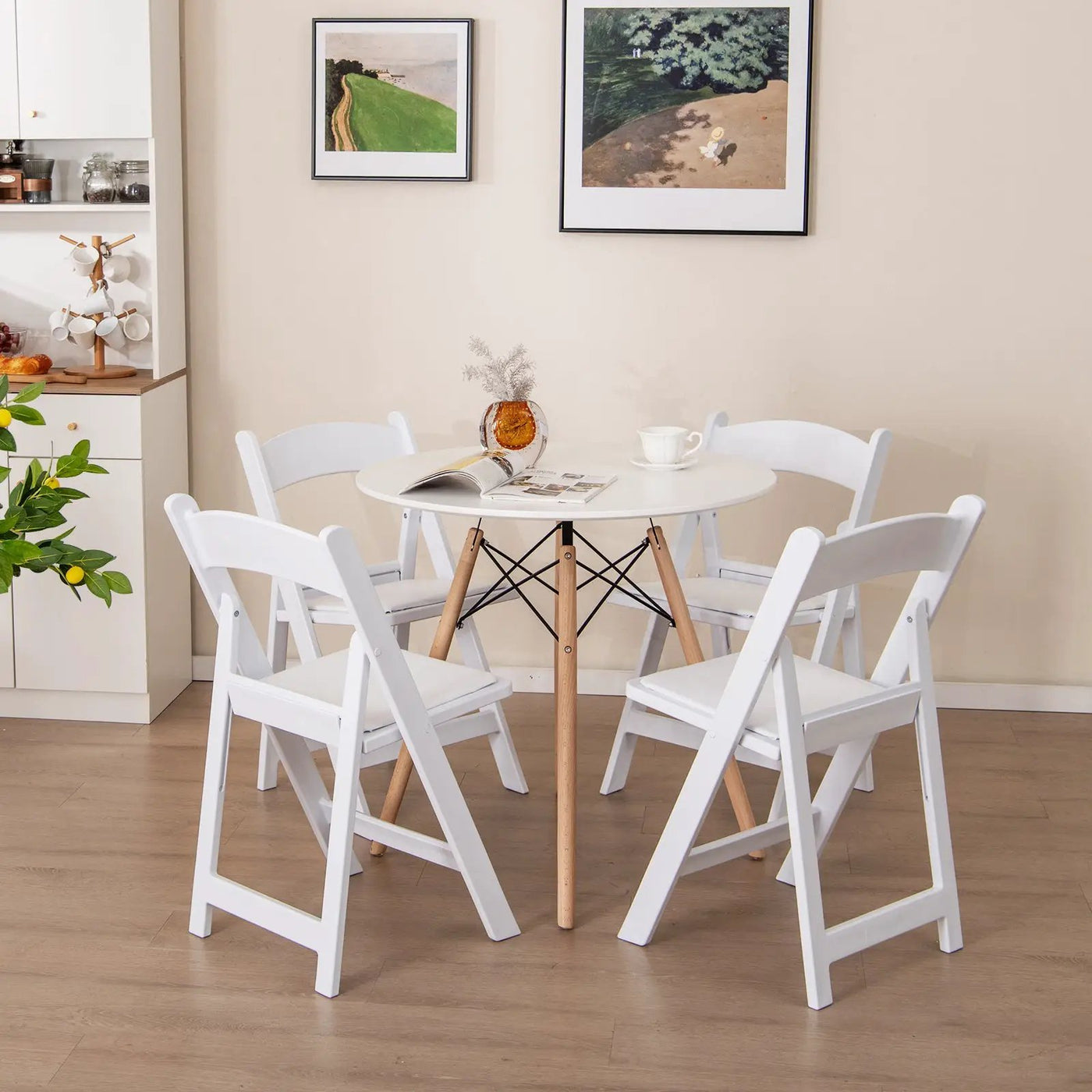 4 Pack Resin Folding Chairs with Padded Seat by DirectDeals