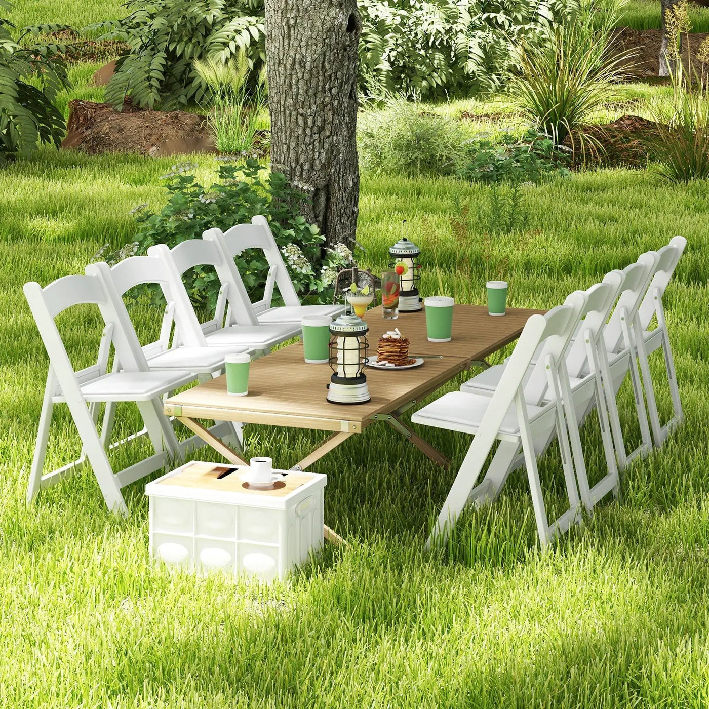 4 Pack Resin Folding Chairs with Padded Seat by DirectDeals