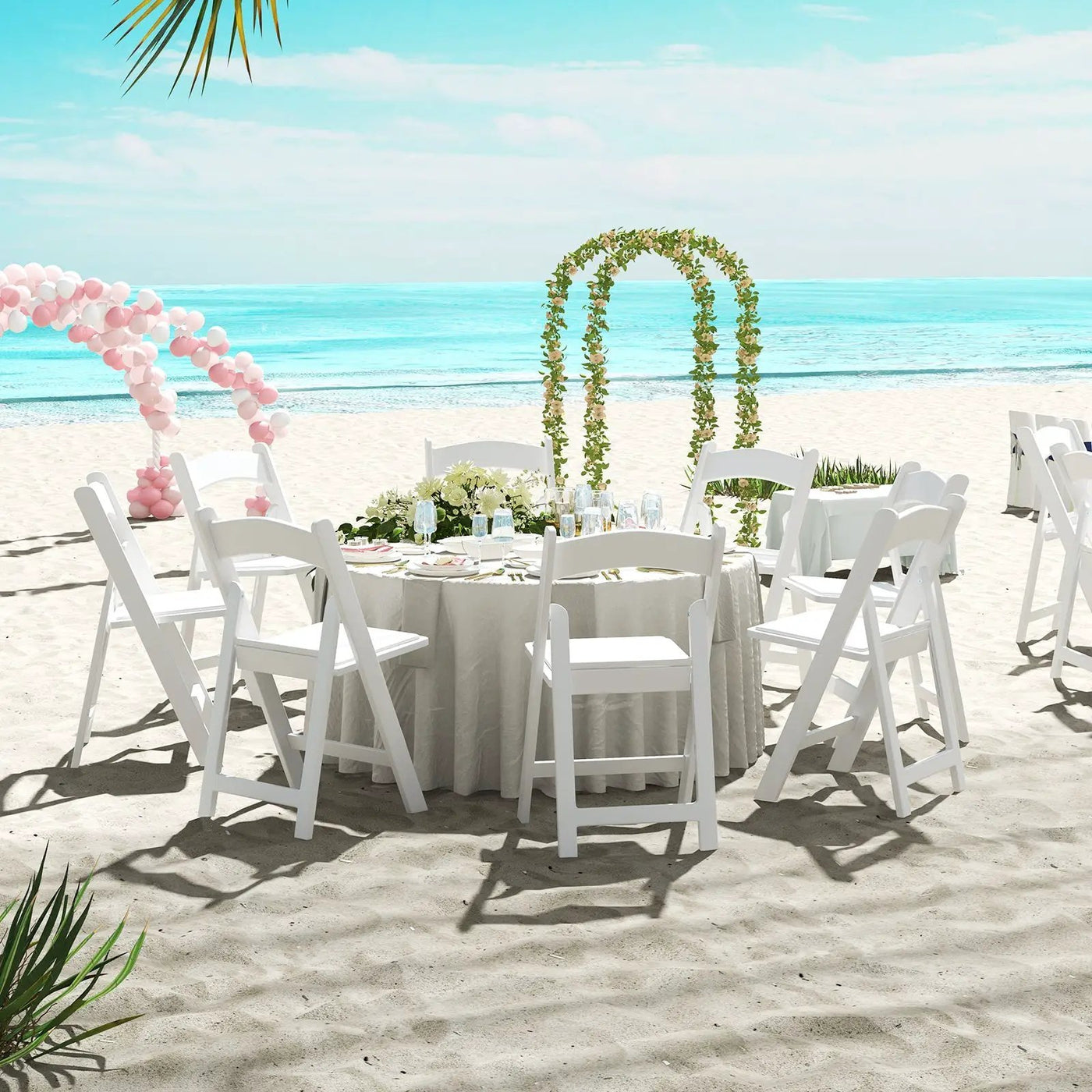 4 Pack Resin Folding Chairs with Padded Seat by DirectDeals