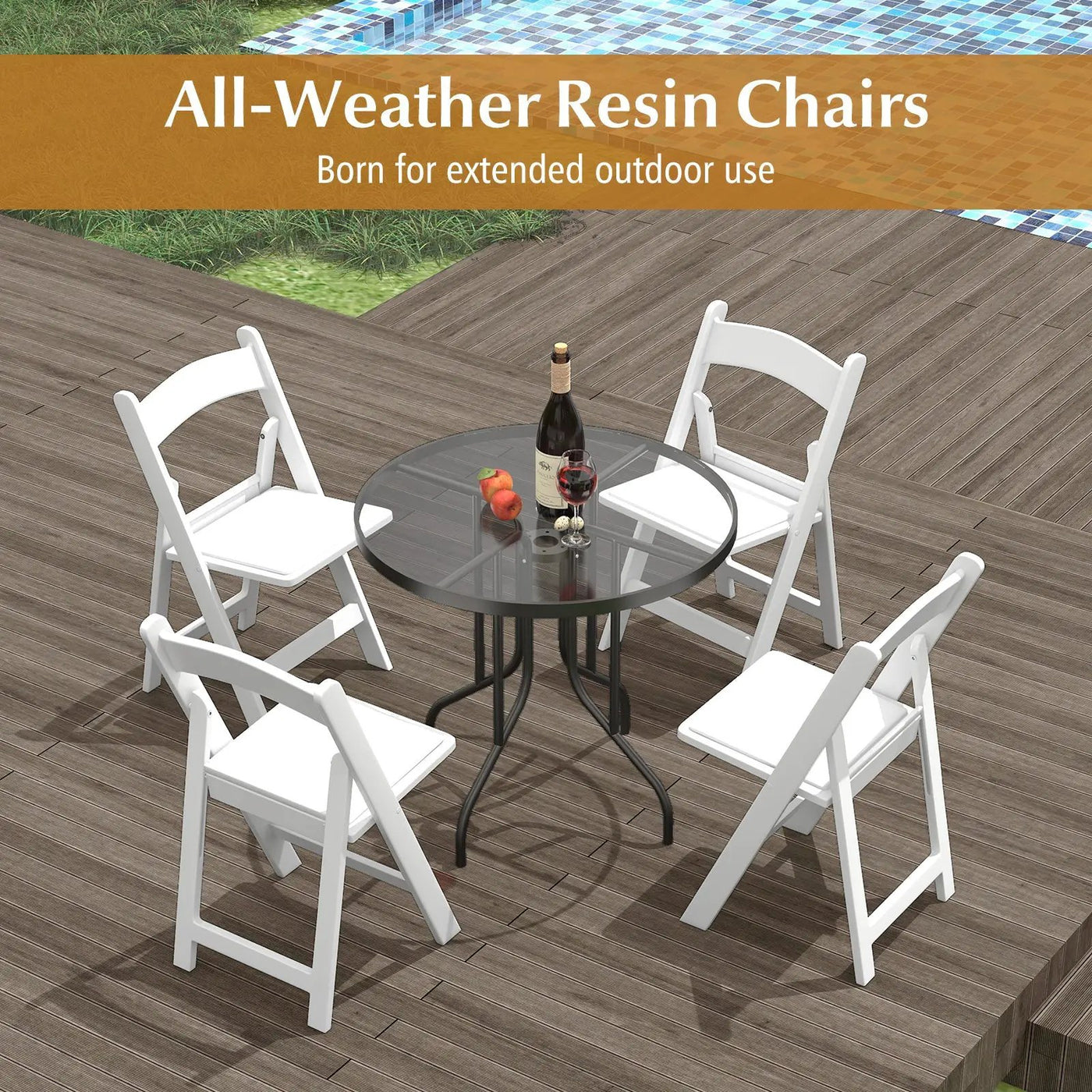 4 Pack Resin Folding Chairs with Padded Seat by DirectDeals