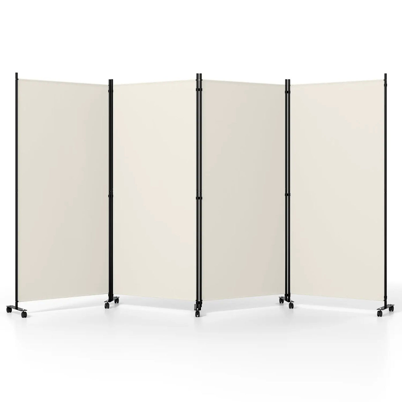 4-Panel Folding Room Divider with Wheels - 71.5" Tall by DirectDeals