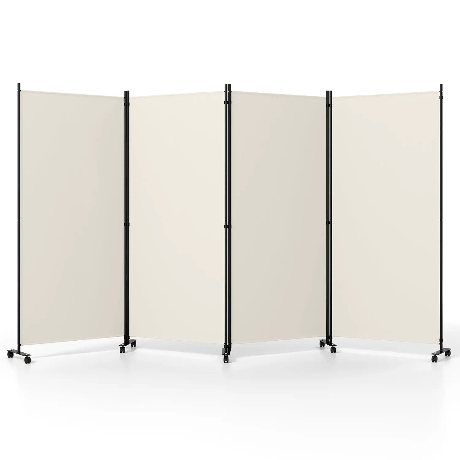 4-Panel Folding Room Divider with Wheels - 71.5" Tall by DirectDeals
