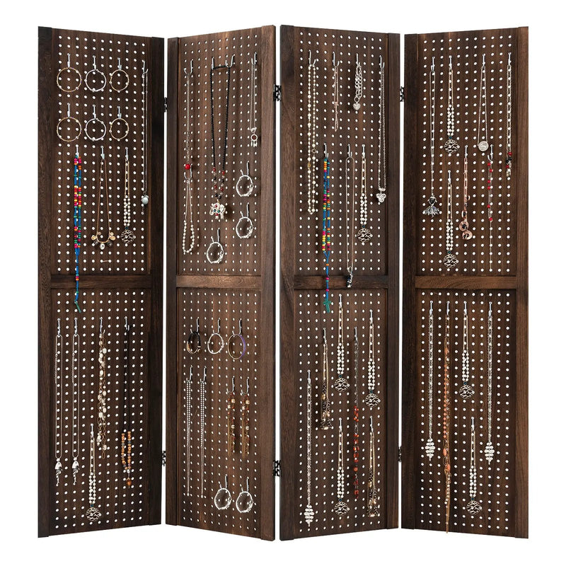 4-Panel Pegboard Display 5 Feet Tall Folding Privacy Screen for Craft Display Organized by DirectDeals