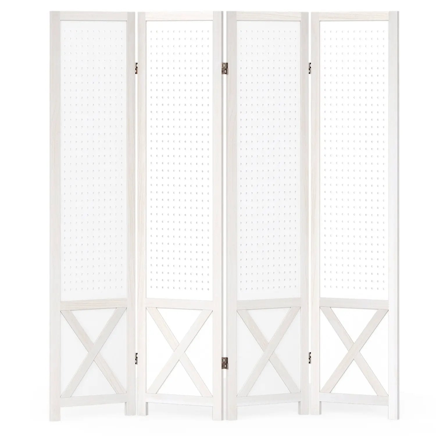 6-Panel Pegboard Room Divider 67 Inches Tall Foldable Privacy Screen by DirectDeals