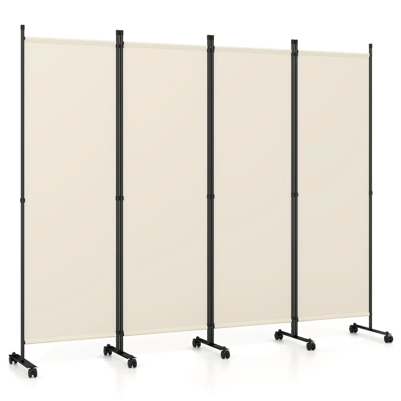 4-Panel Room Divider with Lockable Wheels - 87" x 68" by DirectDeals