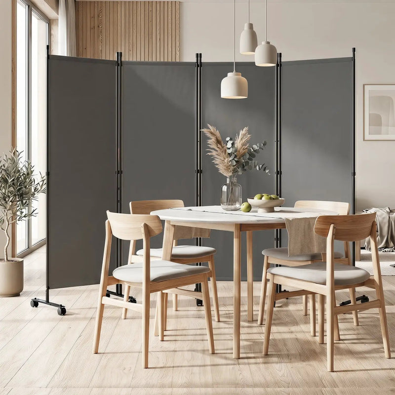 4-Panel Room Divider with Lockable Wheels - 87" x 68" by DirectDeals