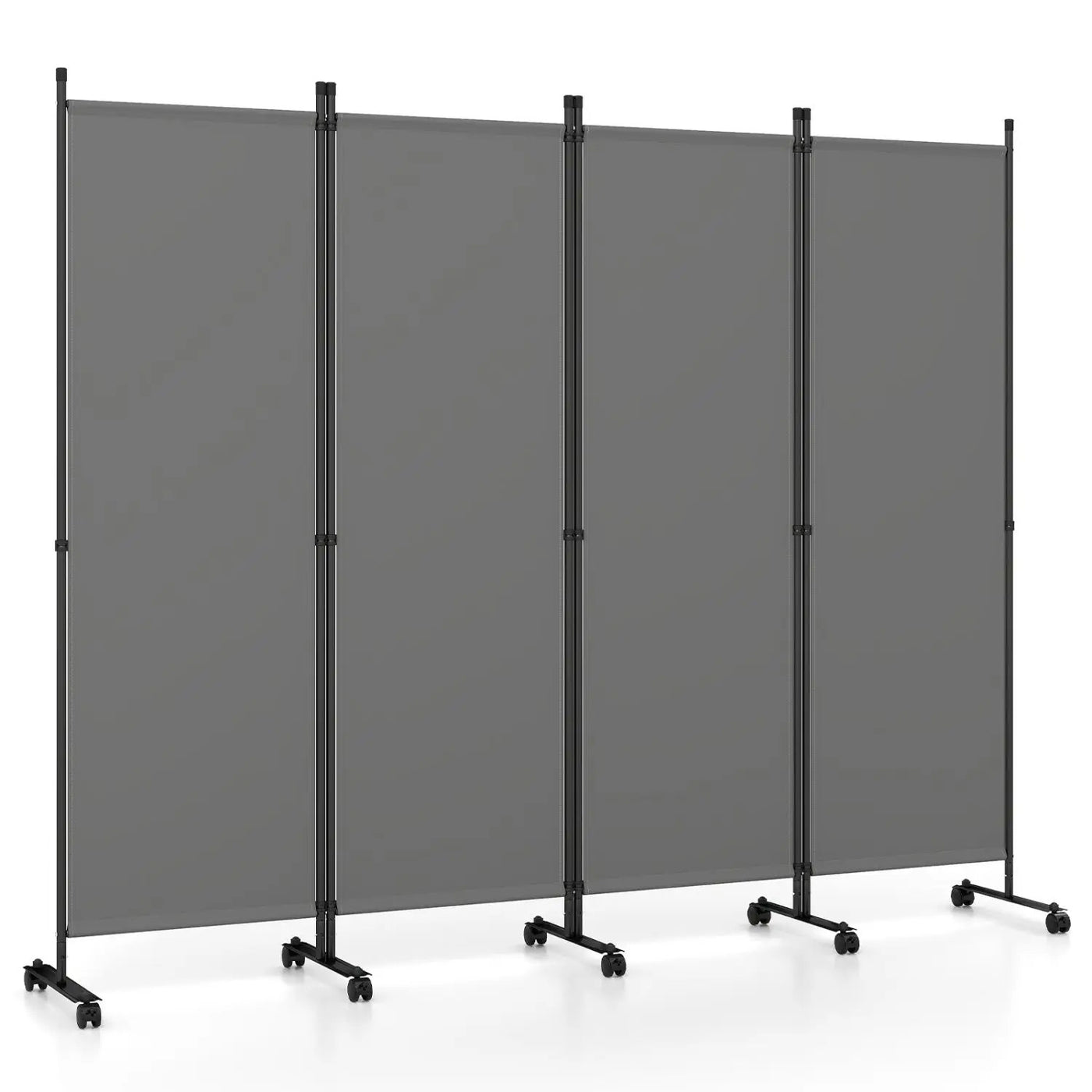 4-Panel Room Divider with Lockable Wheels - 87" x 68" by DirectDeals