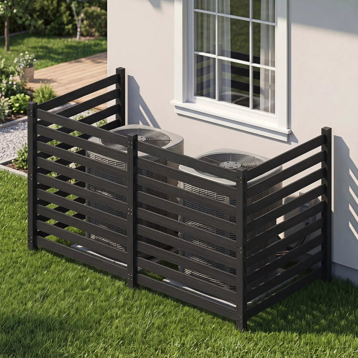 4-Panel Wooden Outdoor Privacy Fence with Ground Stakes by DirectDeals