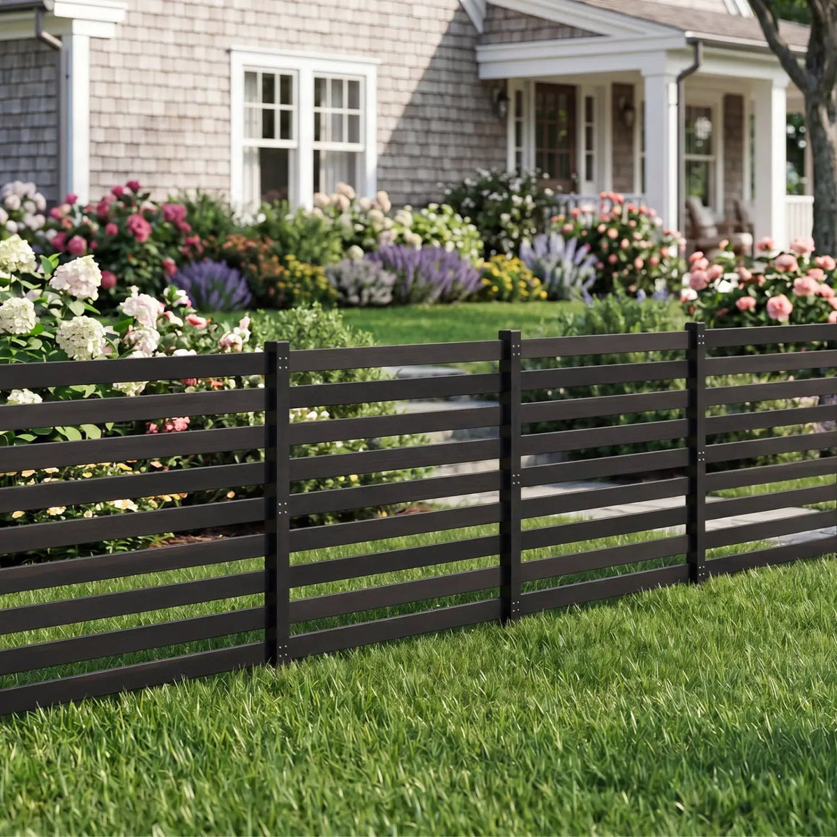4-Panel Wooden Outdoor Privacy Fence with Ground Stakes by DirectDeals